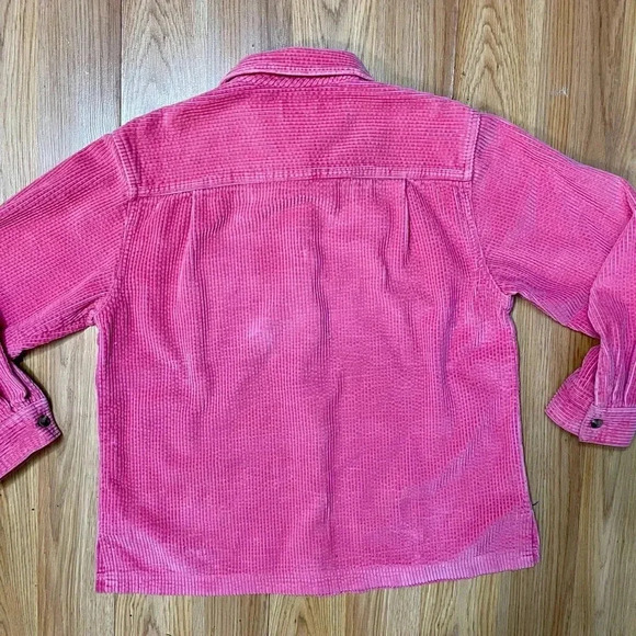 XS 1990s OVERSIZED L.L. Bean Salmon Corduroy Button Up Shirt Jacket - Picture 7 of 10